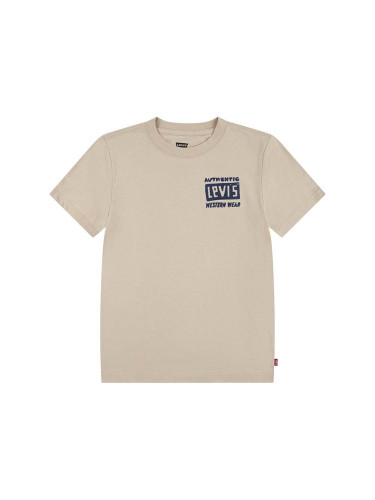 Детска памучна тениска Levi's CACTUS OUT WEST TEE в бежово с принт 9EL458