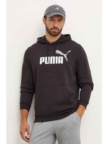 Суичър Puma в черно с качулка с принт