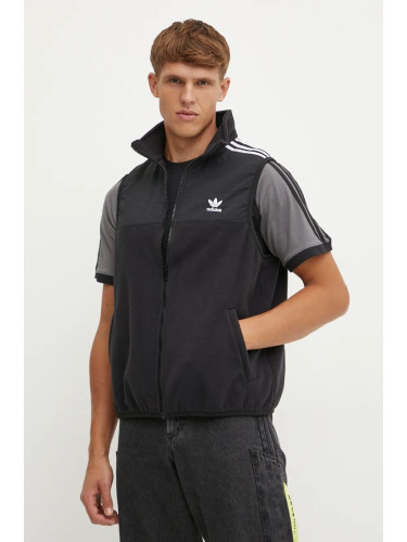 Елек adidas Originals Fleece Vest мъжки в черно преходен модел IZ4799