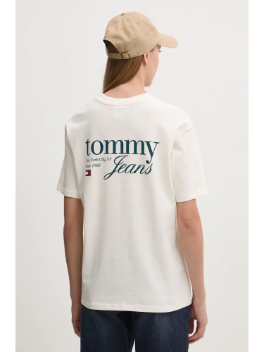 Памучна тениска Tommy Jeans в бежово DW0DW18786