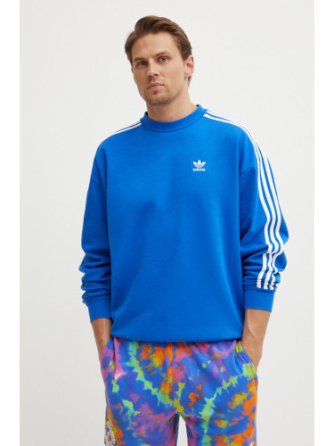 Суичър adidas Originals Oversize Crew в синьо с десен IZ2479