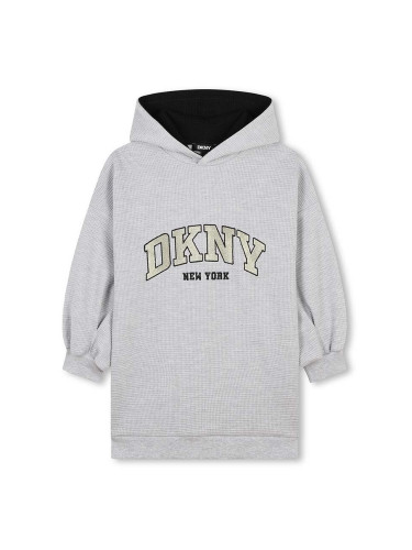 Детска рокля Dkny в сиво къса с уголемена кройка D60264