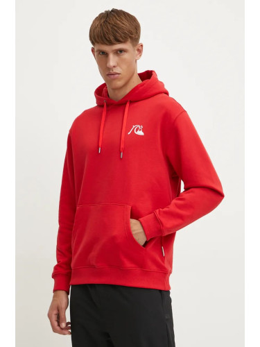 Суичър Quiksilver Dna Bubble Logo Hoodie в червено с качулка с принт AQYFT03372