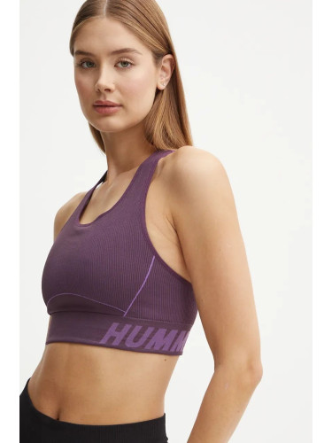 Спортен сутиен Hummel Christel Seamless в лилаво с меланжов десен