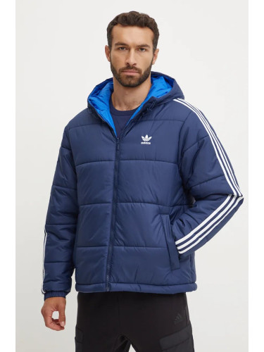 Яке с две лица adidas Originals Adicolor Reversible Jacket в тъмносиньо зимен модел JD9073