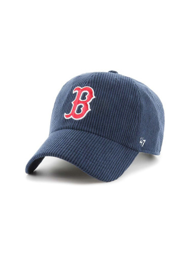 Памучна шапка с козирка 47 brand MLB Boston Red Sox в тъмносиньо с апликация B-THCKC02EWS-NY