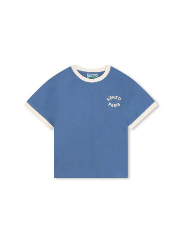 Детска памучна тениска Kenzo Kids в синьо с принт K60764