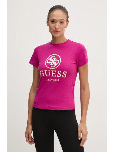 Памучна тениска Guess STACIE в розово V4BI00 I3Z14