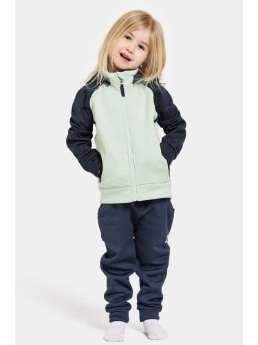 Детски суичър Didriksons CORIN KIDS FULLZIP в тъмносиньо с качулка с изчистен дизайн