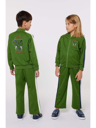 Детски панталон Kenzo Kids в зелено с апликация K60716