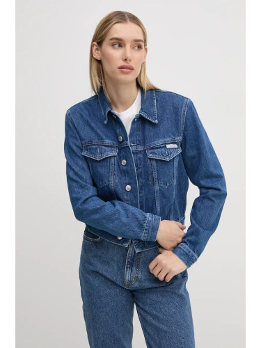 Дънково яке Calvin Klein Jeans в тъмносиньо преходен модел J20J224043