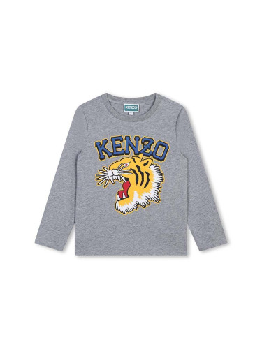 Детска блуза с дълги ръкави Kenzo Kids в сиво с принт K60766