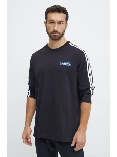 Памучна блуза с дълги ръкави adidas Originals Adibreak Longsleeve Tee в черно с апликация IY4850