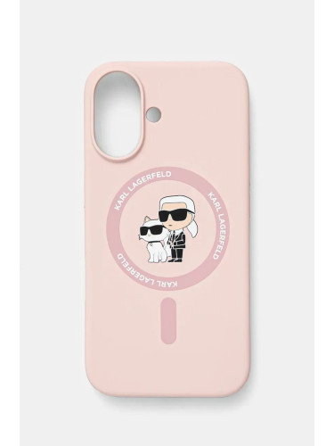 Кейс за телефон Karl Lagerfeld iPhone 16 6.1 в розово KLHMP16SSCMKCRHP