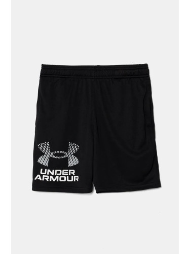 Детски къси панталони Under Armour Tech Logo Shorts в черно с регулируема талия 1383333