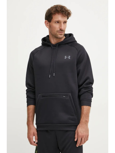 Суичър за трениране Under Armour Armour Fleece Pro Kanga в черно с качулка с изчистен дизайн 1389342