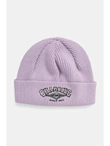 Шапка Billabong 73 High Beanie в лилаво с фина плетка от памук ABJHA00271