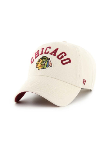 Памучна шапка с козирка 47 brand NHL Chicago Blackhawks в бежово с апликация H-CLBFB04GWS-Y0