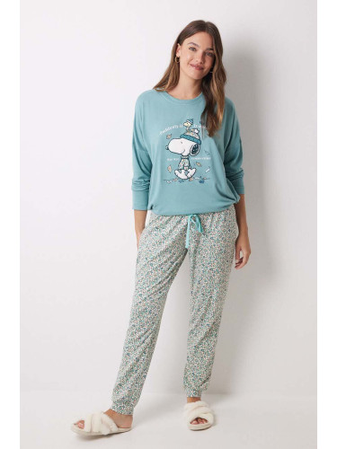 Пижама women'secret Snoopy дамска в зелено 3138571