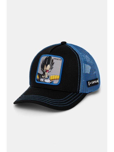 Детска шапка с козирка Capslab Dragon Ball Capslab Trucker в синьо с апликация CL.DBZ.3.VEGB