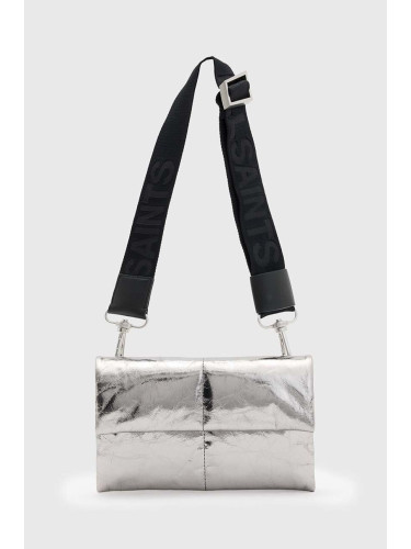 Кожена чанта AllSaints EZRA QUILT CROSSBODY в сребристо W308XB