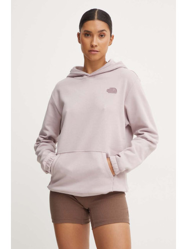 Суичър The North Face Natural Dye Hoodie в лилаво с качулка с изчистен дизайн NF0A89CD9OY1