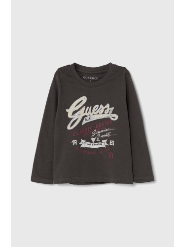 Детска блуза с дълги ръкави Guess в сиво с принт N4YI26 K8HM3