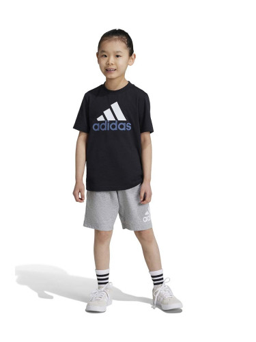 Детски памучен комплект adidas LK BL CO T SET в черно IX7325