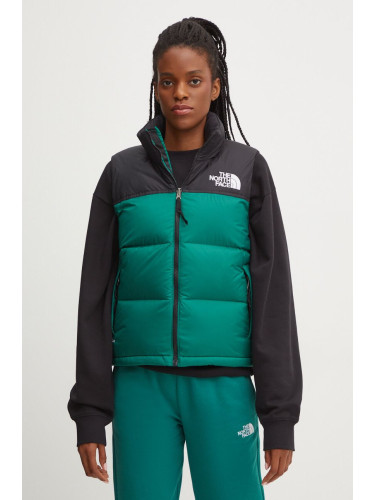 Пухен елек The North Face 1996 Retro Nuptse дамски в зелено зимен модел NF0A3XEPNL11