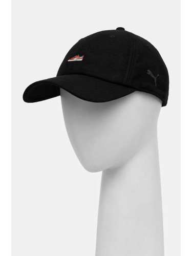 Шапка с козирка Puma Classics Graphic Dad Cap в черно с апликация 025490