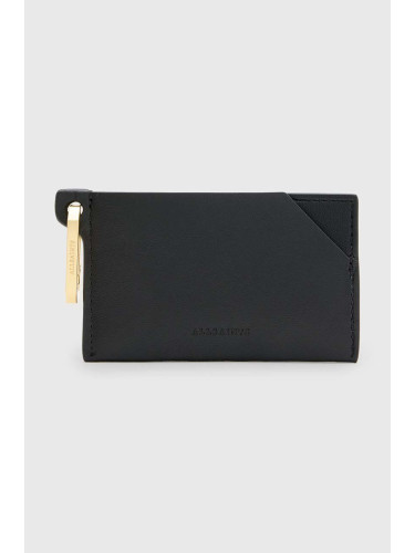 Кожен калъф за карти AllSaints HEX CARDHOLDER в черно W228XB