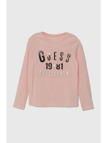 Детска блуза с дълги ръкави Guess в оранжево J4YI31 K6YW4