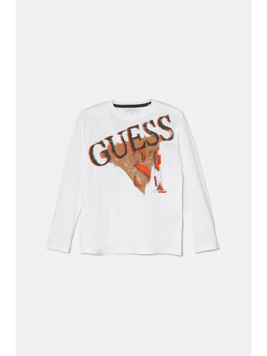 Детска блуза с дълги ръкави Guess в бяло с принт L4BI03 I3Z14