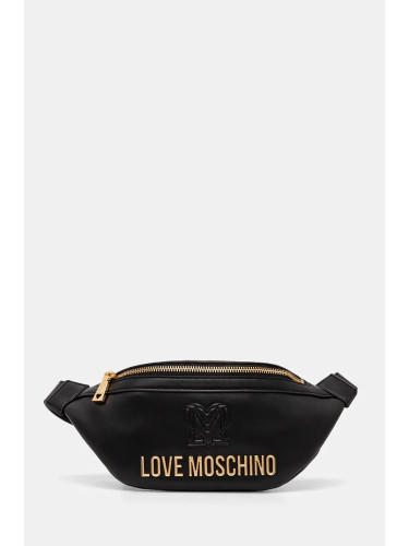 Кожена чанта за кръст Love Moschino в черно JC4363PP0L