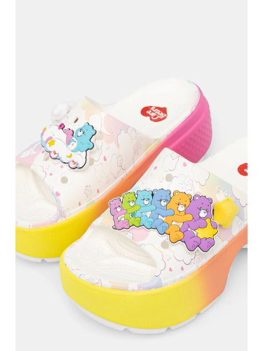 Чехли Crocs Care Bears Stomp Slide в бяло с платформа 210108