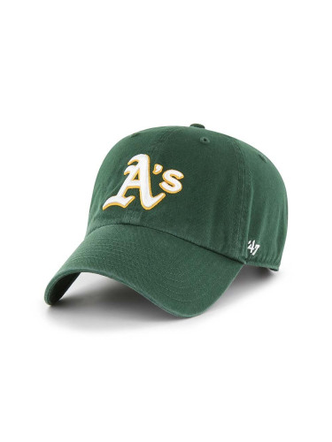 Памучна шапка 47 brand MLB Oakland Athletics в зелено с апликация B-RGW18GWS-DGE