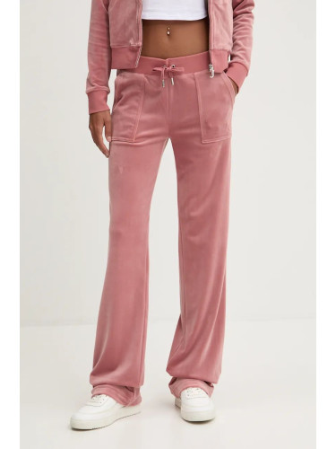 Спортен панталон Juicy Couture DEL RAY PANT в розово с изчистен дизайн JCAP180EU