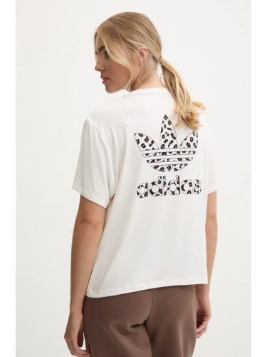 Тениска adidas Originals Trefoil Tee Leopard в бежово IW8483