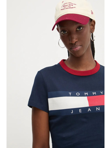 Памучна тениска Tommy Jeans в тъмносиньо DW0DW19044