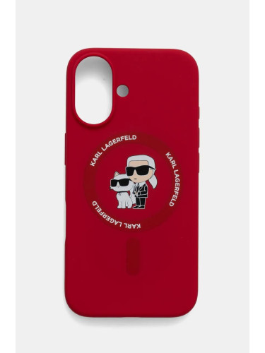 Кейс за телефон Karl Lagerfeld iPhone 16 6.1 в червено KLHMP16SSCMKCRHR