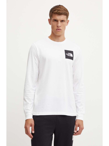 Блуза с дълги ръкави The North Face L/S Fine Tee в бяло с принт NF0A8A6PFN41