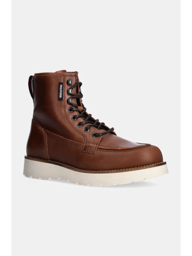 Кожени обувки Tommy Hilfiger TH AMERICAN PREM CHECK LTH BOOT в кафяво FM0FM05194