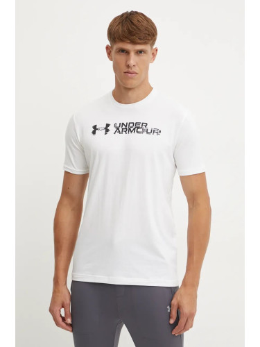 Тениска Under Armour SLICED WORDMARK в бяло с принт 1386807