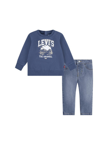 Комплект за бебета Levi's MOUNTAIN CREW & PANT SET в синьо 6EL312