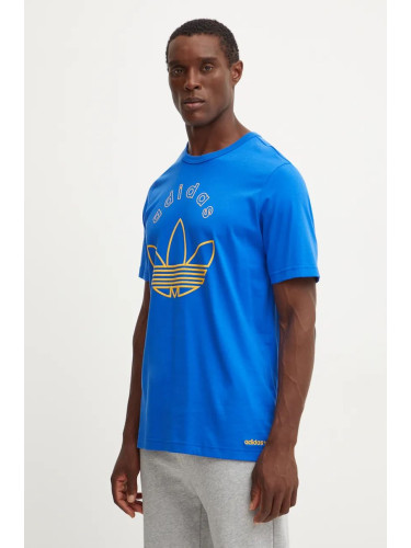 Памучна тениска adidas Originals в синьо с апликация IY0425