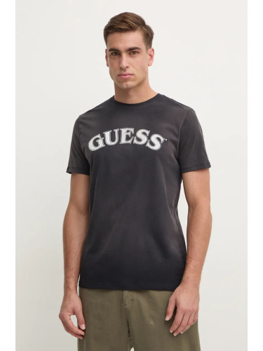 Памучна тениска Guess в черно с принт M4BI04.K9RM1