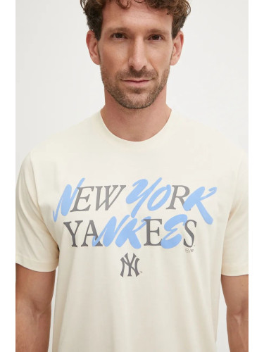 Памучна тениска 47 brand MLB New York Yankees в бежово с принт BB017TEPUFF636101Y0