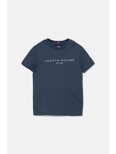 Детска памучна тениска Tommy Hilfiger в синьо с принт KS0KS00397