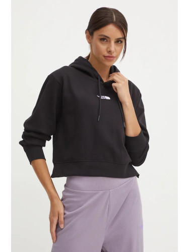 Суичър The North Face Essential Crop Hoodie в черно с качулка с апликация NF0A89EXJK31