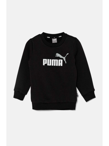 Детски суичър Puma в черно с принт